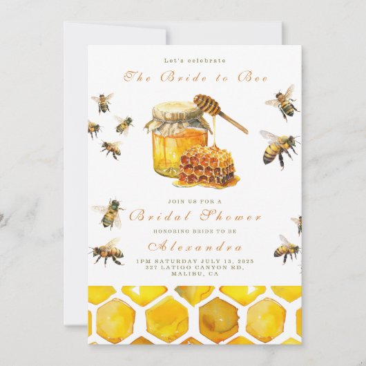 花嫁は蜂の巣のシャワー 招待状 (正面)