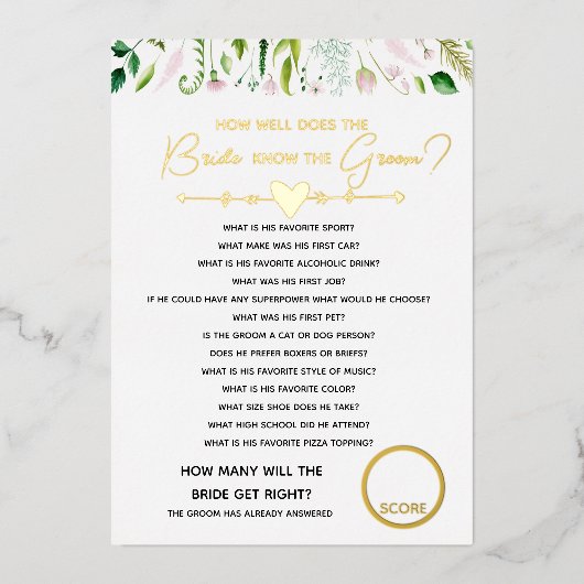 花嫁は赤ちゃんシャワーのブライダルを知っている 箔招待状 (正面)