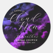 花嫁は雲の上にいる ピンクとブルーのブライダルシャワー ラウンドシール (正面)