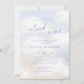 花嫁は雲9夢のような雲のブライダルシャワー 招待状 (正面)