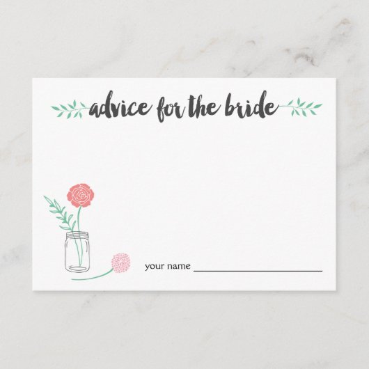 花嫁へのアドバイスカード | ボタニカル メイソンジャー アドバイスカード (正面)
