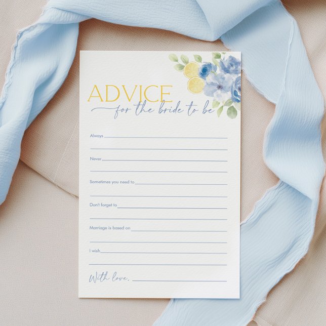 花嫁へのアドバイス シトラス ブライダルシャワーゲーム (Advice for the bride to be! Bridal Shower game card printed)