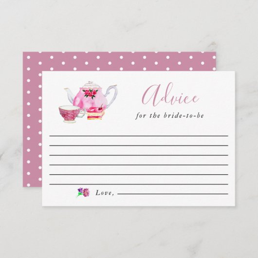 花嫁へのアドバイス ピンクティーパーティー ブライダル (正面/裏面)