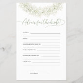 花嫁へのアドバイス ブライダルシャワーゲーム フライヤー (正面)