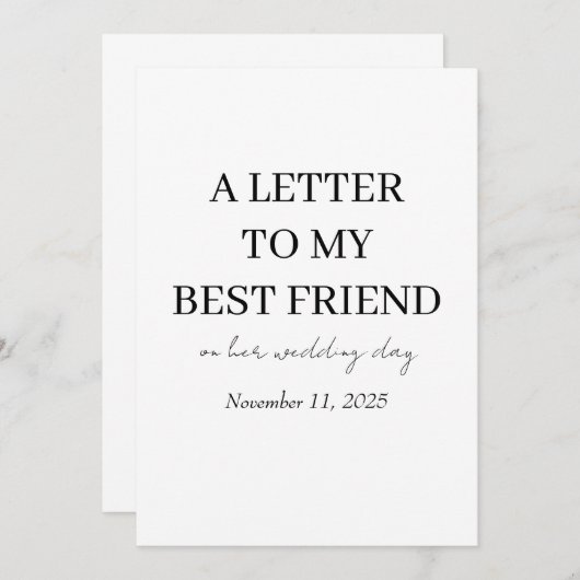 花嫁へのプレゼント | 「私の最高の友達へ」 カード付き自動車 サンキューカード (正面/裏面)