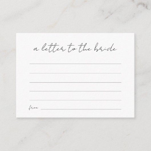 花嫁への手紙モダンブライダルシャワー エンクロージャーカード (正面)