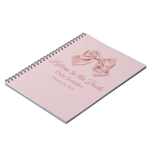 花嫁への手紙、ピンクの蝶結びが上品な記念品 ノートブック (左側)
