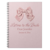 花嫁への手紙、ピンクの蝶結びが上品な記念品 ノートブック (正面)