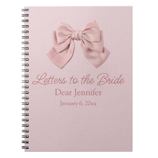 花嫁への手紙、ピンクの蝶結びが上品な記念品 ノートブック (正面)