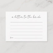 花嫁への手紙 現代のブライズシャワー エンクロージャーカード (正面)