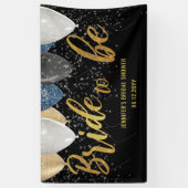 花嫁へバルーンデニムブラックブライダルシャワー 横断幕 (縦)