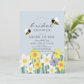 花嫁へビーダッフォディルブルーブライダルシャワー招待 招待状 (スタンド正面)