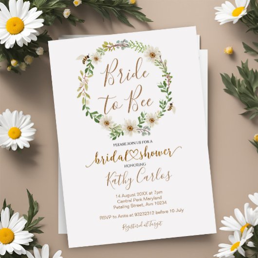 花嫁へビーデイジーブライダルシャワー招待 招待状