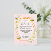 花嫁へビーバラ金ゴールドブライダルシャワー招待 ポストカード (スタンド正面)