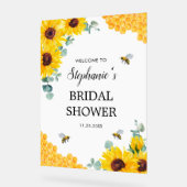 花嫁へビーヒマワラハネコームブライダルシャワー アクリルサイン (傾斜)