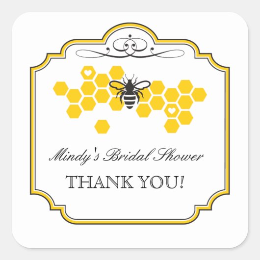 花嫁へビーブライダルシャワーお願いシール スクエアシール (正面)