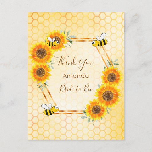 花嫁へビーブライダルシャワーひまわり感謝していあなた ポストカード (正面)