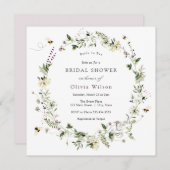 花嫁へビーラベンダーワイルドフラワーブライダルシャワー 招待状 (正面/裏面)