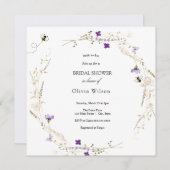 花嫁へビーラベンダーワイルドフラワーブライダルシャワー 招待状 (正面/裏面)