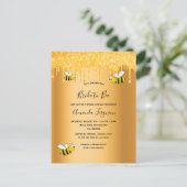 花嫁へビー金ゴールドグリッターブライダルシャワー招待 ポストカード (スタンド正面)