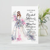 花嫁へホワイトドエレガントレスブライダルシャワー 招待状 (スタンド正面)