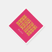 花嫁へ金ゴールドグリッター文字名，ピンク スタンダードカクテルナプキン (角)