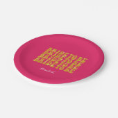 花嫁へ金ゴールドグリッター文字名,ピンク ペーパープレート (アングル)