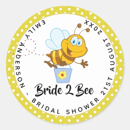 花嫁へBEE結婚のブライダルシャワーイエロー ラウンドシール (正面)