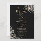 花嫁またはダイブラックと金ゴールドゴシックブライダルシャワー 招待状 (正面)