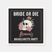 花嫁またはダイブラックレトロスカルバチェロレッテ スタンダードカクテルナプキン (正面)