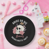 花嫁またはダイブラックレトロスカルバチェロレッテ ペーパープレート (パーティー)