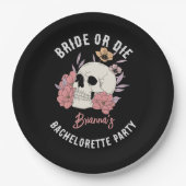 花嫁またはダイブラックレトロスカルバチェロレッテ ペーパープレート (正面)