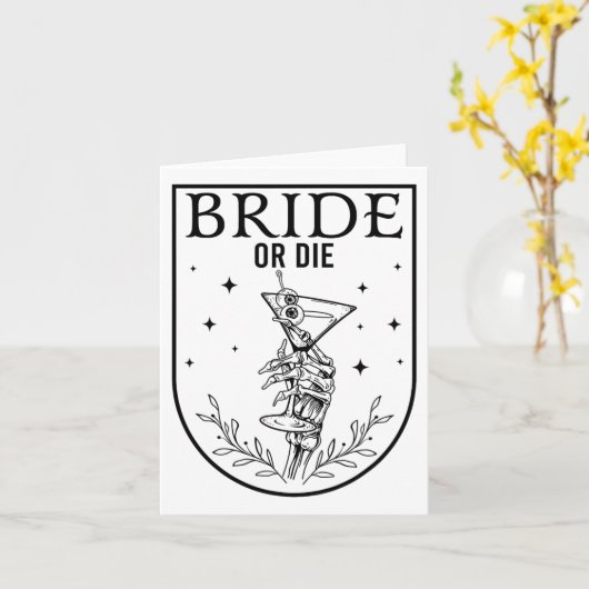 花嫁またはダイ不気味シーズンハロウィン結婚のバッヘ カード (黄色い花)