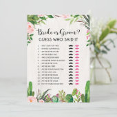 花嫁または新郎Heまたは彼女フィエスタブライダルシャワーゲーム 招待状 (スタンド正面)