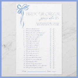 花嫁または花婿が誰のブルーバッシュシャワーゲームを推測