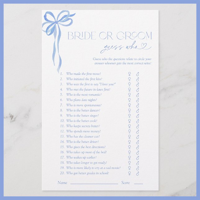 花嫁または花婿が誰のブルーバッシュシャワーゲームを推測 (クリエイターアップロード済み)