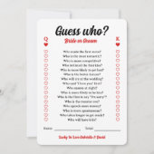 花嫁または花婿のカップルのシャワーゲームを推測 カード (正面)