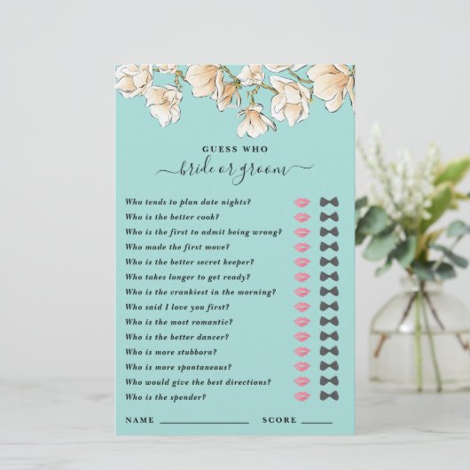 花嫁または花婿のシャワーゲームを推測 (スタンド正面)