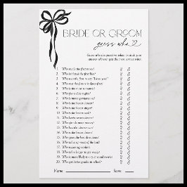 花嫁または花婿は誰が黒い弓シャワーゲームを推測