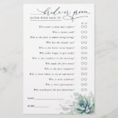 花嫁または花婿を推測 – 多肉料理ゲームカード (正面)