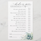 花嫁または花婿を推測 – 多肉料理ゲームカード (正面)