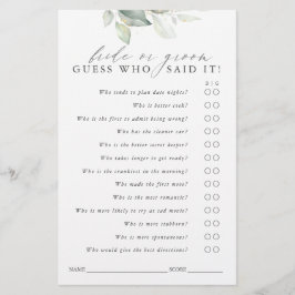 花嫁または花婿を推測 – Greeneryゲームカード