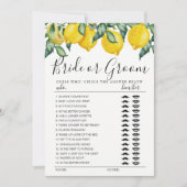 花嫁または花婿ゲーム完全レモン編集可能カード 招待状 (正面)