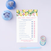 花嫁または花婿シャワーゲームのピンクのレモン推測 チラシ (シングル)