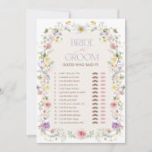 花嫁または花婿ワイルドフラワーブライダルシャワーゲームカード 招待状 (正面)