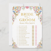 花嫁または花婿ワイルドフラワーブライダルシャワーゲームカード 招待状 (正面)