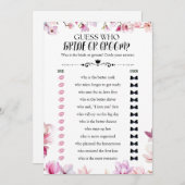 花嫁または花婿 ウェディングシャワーゲームを推測する 招待状 (正面/裏面)