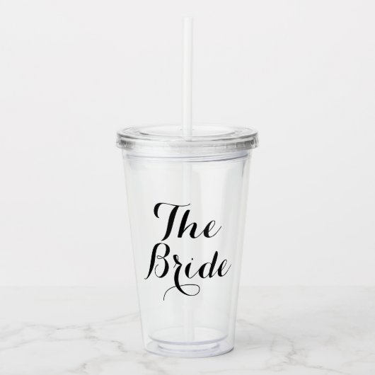 花嫁または花嫁の友人へのオーダーメイドのカリグラフィー アクリルタンブラー (正面)