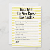 花嫁を知っていますか？黄色と白のストライプ 招待状 (正面)