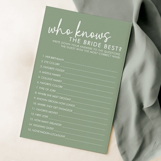 花嫁を知っているセージ最高のブライダルシャワーゲーム (クリエイターアップロード済み)